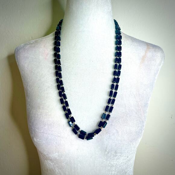 Vintage Rectangular Station Beaded Flapper Length Infinity Necklace - Picture 4 of 4